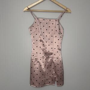 Missguided Petite Strappy Silky Satin Polka Dot Mini Dress. Pink size 4 NWT